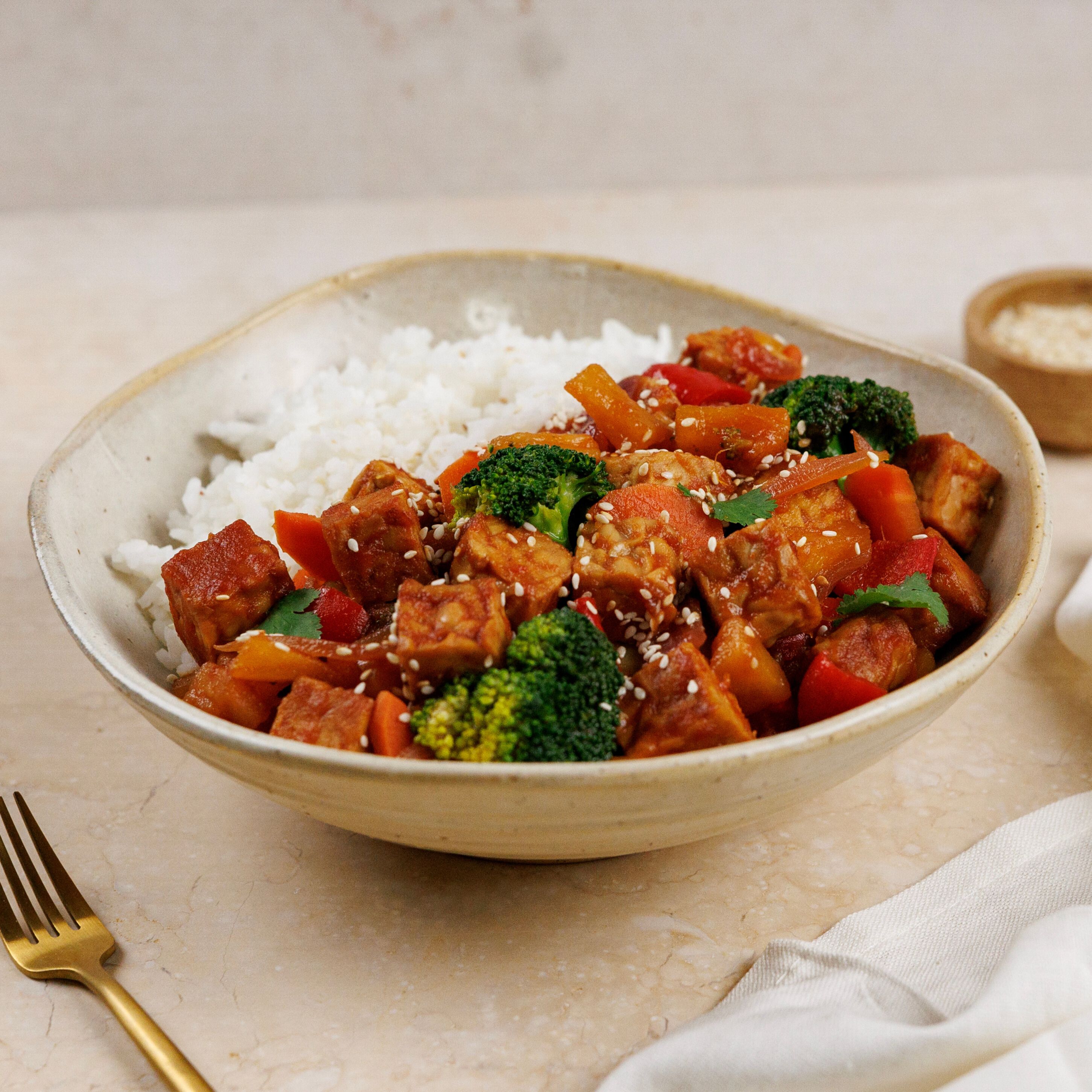 Sweet and Sour Tempeh Stirfry